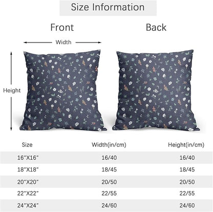 Vitage Floral Pillow Covers 18x18 Set of 2 Navy Green Spring Flower Leaf Pattern Rustic Decorative Outdoor Farmhouse Zipper Boho Pillowcases Decorations Throw Cushion Cover Decor for Couch Sofa Bed