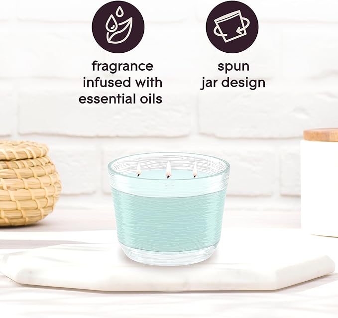 Glade 3-Wick Candle, Sky & Sea Salt Fragrance with Essential Oils, Air Freshener, 6.8 Oz, 3 Count