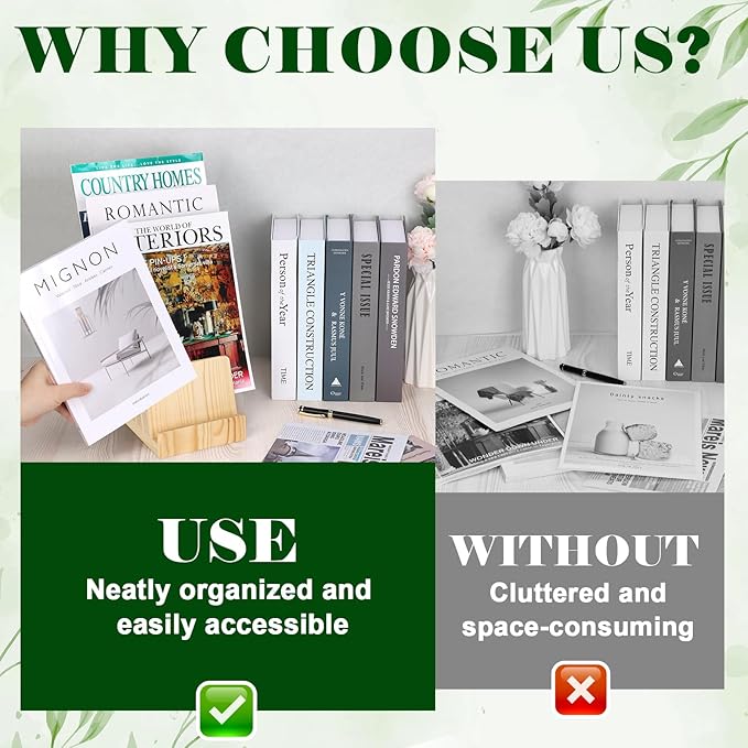 4 Tier Pine Wood Brochure Display Stand 6 x 9 inch Brochure Holder Pamphlet Display Stand for 5.5 x 8.5 inch 5 x 7 inch Booklets Menus Postcard Holder Multi Purpose Organizer