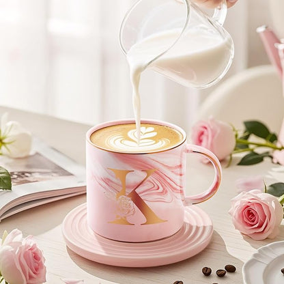 Valentines Day Gifts for Her, Anniversary Birthday Galentines Gifts for Women Mom Grandma Friend Sister Wife Teacher Coworker, Personalized Initial Customized Gift Monogrammed A-Z Coffee Mug 12 OZ(K)