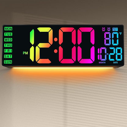 16.5" Large Digital Wall Clock: Wall Mount Decor Clock Large Display for Classroom Dorm Office Game Living Room, House Warming Gift New Home, Christmas Birthday Gift for Mom Dad Seniors Teen Colorful