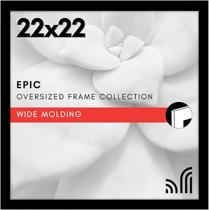 Americanflat 22x22 Picture Frame with Polished Plexiglass - Epic Collection - Square Picture Frame with Engineered Wood - Wide Photo Frames for Wall display - Black