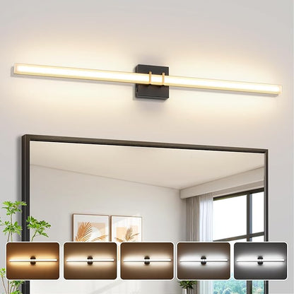 Modern Black and Brass Vanity Light Bar 40 Inch, 30W 5CCT Dimmable Bathroom Light Fixtures LED Wall Lighting Fixture