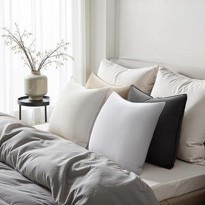 Neutral Grey Linen Pillow Covers Pack of 4 Decorative Natural Solid Throw Pillow Covers Soft Accent Boho Farmhouse Couch Pillowcases Modern Home Decors for Living Room Bed Sofa 20x20 Inch