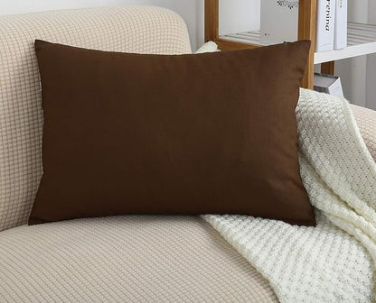 TangDepot Cotton Solid Throw Pillow Covers, 12" x 20" , Coffee, 1 Count (Pack of 1)