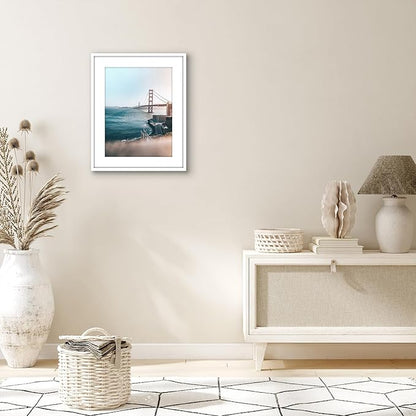 Americanflat 16x20 Picture Frame with Polished Plexiglass - Use as 12x16 Frame with Mat or Display 16x20 Photo Without Mat - Streamline Collection - Thin Border Picture Frames for Wall - White