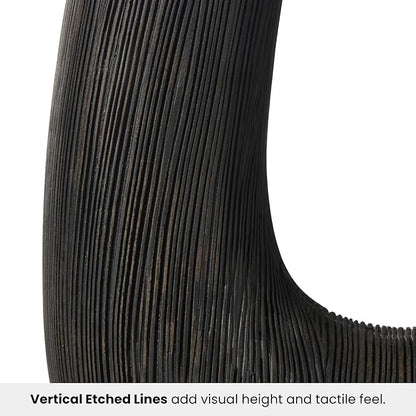 Torre & Tagus Black U Shaped Vase for Flowers - 12 Inch Tall Textured Vases for Centerpieces with 2 Openings, Sculptures Home Decor & Abstract Sculptures Home Decor for Shelf Decor Aesthetic (Alma)
