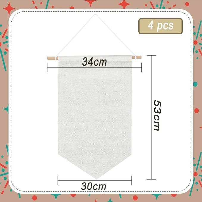 Boao 4 Pcs Boho Room Decor Hanging Decorations Pin Banner Wall Display Banners Elementary Wall Art Banner Welcome to Teacher Gift(Beige,20.9 x 11.8 Inches,Classic)
