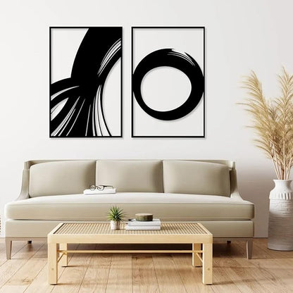 Hotuijxca Geometric Metal Wall Art, Modern Geometric Wall Art, Abstract Metal Wall Decor, Midcentury Modern Wall Decor for Living Room, Bedroom (Black, 41x56in|105x140cm, metal wall art)