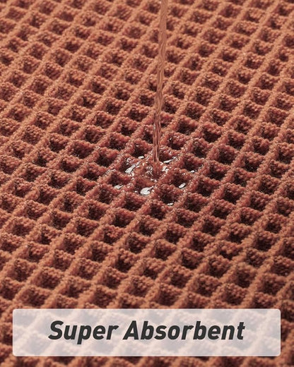 Upgraded Waffle Runner Rug Super Absorbent Non Slip Bath Mats for Bathroom Machine Washable Bathroom Runner Rug with Tassels, Ideal for Hallway Bedroom Laundry Room, Dirty Orange, 2'x 6'(24" x 72")