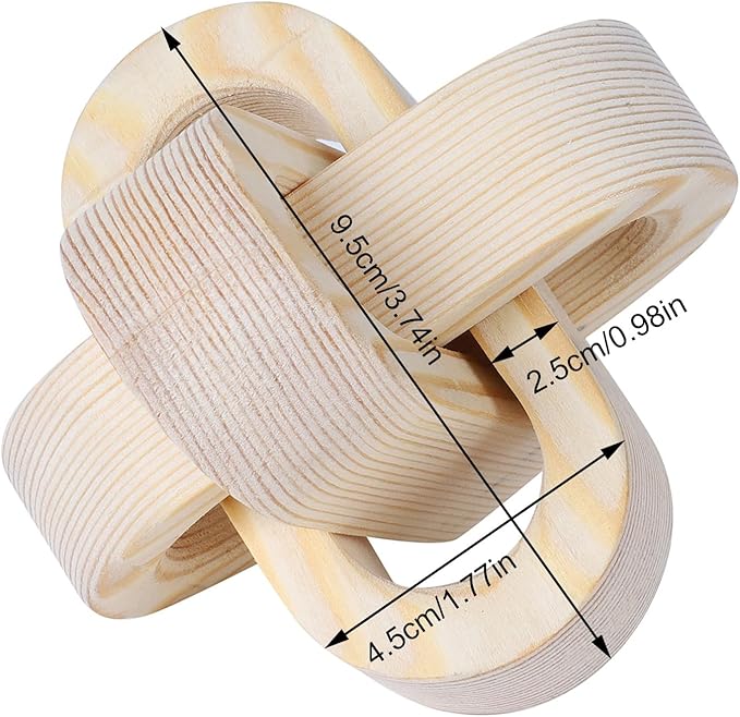 Wood Knot Decor Farmhouse Wood Chain Link Ornaments Accents Wood Art Crafts Decorative Chain Knot Decor Modern Home Accessories for Coffee Table Tiered Tray Boho Bookshelf Decor