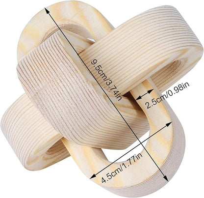 Wood Knot Decor Farmhouse Wood Chain Link Ornaments Accents Wood Art Crafts Decorative Chain Knot Decor Modern Home Accessories for Coffee Table Tiered Tray Boho Bookshelf Decor