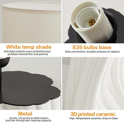Modern Plug in Ceramic Table Lamps Large 26.75In White Table Lamp Living Room