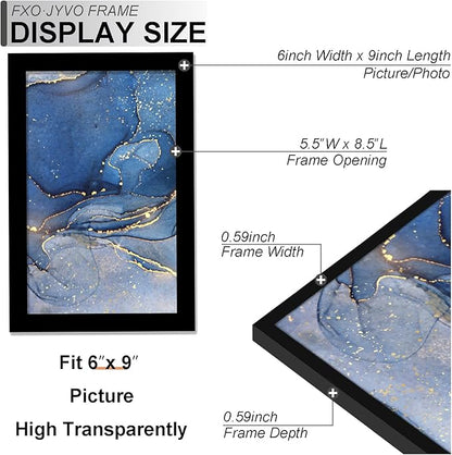 6x9 Picture Frame Set of 6, Black Frame for 6 x 9 Inch Picture Poster Photo, Light Weight and High Transparent 6 by 9 Frame for Wall - 6 Pack/Black/6"x9"