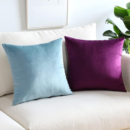 Artscope Luxury Velvet Pillow Covers Super Soft Decorative Square Throw Pillow Covers Case Cushion Covers for Sofa Couch Bedroom Car Decor 22x22 Inch Light Blue