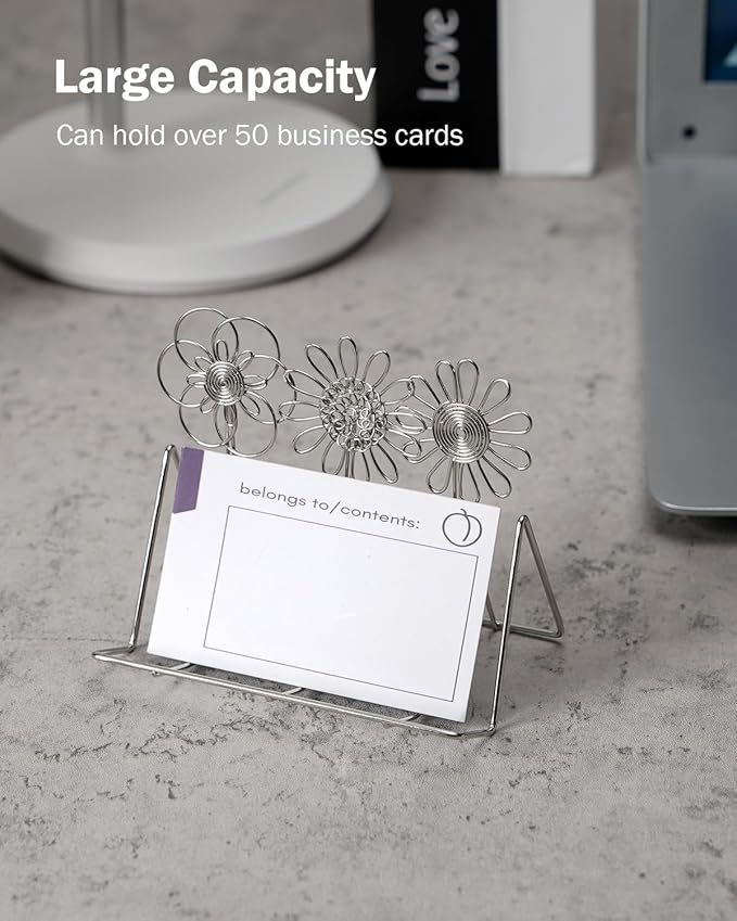 eZAKKA 2 Pack Business Card Holder,Metal Business Card Stand for Office Home Desktop Tabletop Organizer,personalized business card holder