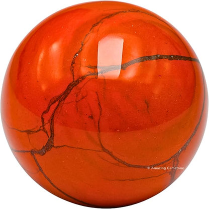 Amazing Gemstone Red Jasper Crystal Ball - 1 Inches Crystal Sphere Meditation Balls for Witchcraft and Decorative Balls - Crystals and Healing Stones Beginners Gift (Pack of 1)