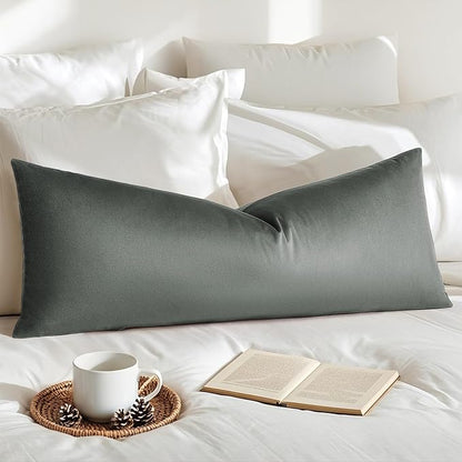 Artscope Luxury Velvet Lumbar Pillow Cover Super Soft Decorative Rectangle Throw Pillow Covers Case Cushion Covers for Sofa Couch Bedroom Car Decor 14x36 Inch Dark Grey