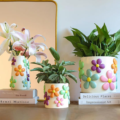 GUGUGO Pastel Mushrooms Vase for Flower, 8-Inch-Tall Rainbow Funky Mushroom Decor, Eclectic Vases for Flowers, Unique Colorful Decorative Vase, Cute Room Decor Aesthetic