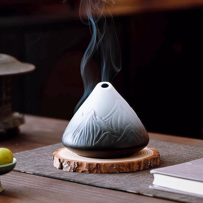 Handmade Ceramic Palo Santo Holder Burner & Sage Holder - Mini Tabletop Chiminea Burner Tray with Ash Catcher, Decorative Incense Holder for Spiritual Meditation & Yoga