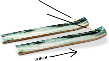 Folkulture Set of 2 Incense Holder or Incense Burner for Insence Sticks, Ash Catcher or Insence Burner Holder, Wooden Insense Stick Holders, Inscent Tray for Home Decor, Mango Wood