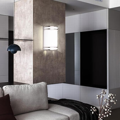 Indoor Wall Sconce, Half Cylinder Wall Light Fixture, 3000K 4000K 5000K Color Temperature Adjustable, Dimmable LED Modern Wall Light for Hallway Bedroom Living Room, Brushed Nickel