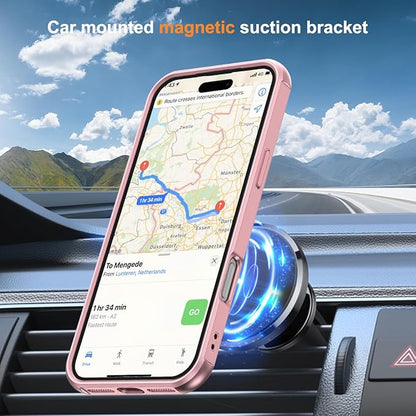 Phone Case Compatible with iPhone 17 Pro Case with Invisible Magnetic O-Ring Stand Military-Grade Phone Case for iPhone 17 Pro 6.3" [Compatible with Mag-Safe][Great Grip Feeling], Rose Gold