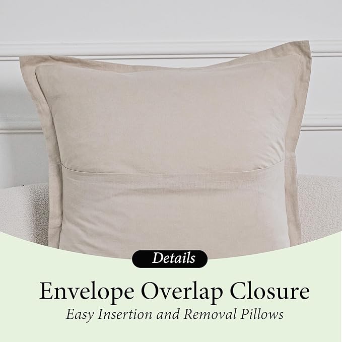 Simple&Opulence Linen Euro Sham Covers Set of 2, 26x26 Decorative Cotton Flax Blend Throw Pillow Cover Farmhouse Pillow Shams for Chair Couch Sofa Bedroom Living Room Home Decor, Linen
