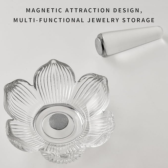 Crystal Ring Holder Decorative Jewelry Tray Valentine Engagement Wedding Birthday Gifts for Women (Flower)