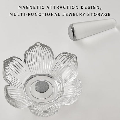 Crystal Ring Holder Decorative Jewelry Tray Valentine Engagement Wedding Birthday Gifts for Women (Flower)