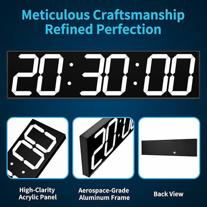 Large Digital Wall Clock 28" with GPS Auto-Sync, Remote Control & Timer, Wall-Mounted for Classroom, Office, Gym, Conference Room