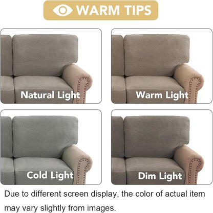 H.VERSAILTEX Multi-Pieces Sofa Covers Stretch Couch Covers Form Fitted Seats and Back Cushions Covers (3 Seat Covers Plus 3 Back Cusion Covers, Bonus 2 Armrest Covers), Taupe