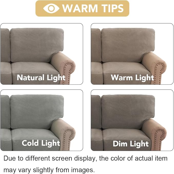 H.VERSAILTEX Multi-Pieces Sofa Covers Stretch Couch Covers Form Fitted Seats and Back Cushions Covers (2 Seat Covers Plus 2 Back Cusion Covers, Bonus 2 Armrest Covers), Taupe