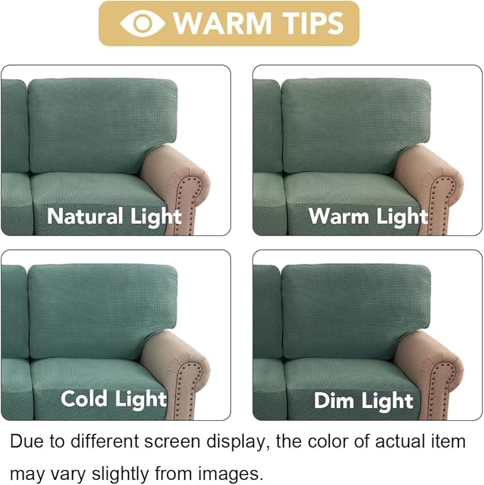 H.VERSAILTEX Multi-Pieces Sofa Covers Stretch Couch Covers Form Fitted Seats and Back Cushions Covers (2 Seat Covers Plus 2 Back Cusion Covers, Bonus 2 Armrest Covers), Sage