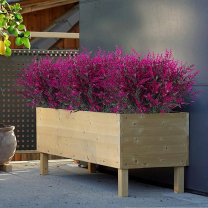 Outdoor Artificial Plant UV Resistant Fake Stems Plants, Faux Plastic Greenery for Indoor Outside Hanging Plants Garden Porch Window Box Home Wedding Farmhouse Outdoor Decorations for Patio(Fuchsia)