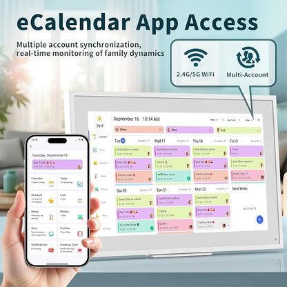 Canupdog Digital Calendar, 21.5 Inch Electronic Calendar Chore Chart & Wall Planner, IPS HD Touchscreen Interactive Display for Family Schedules, Streamline Household Organization, Christmas Gifts for Women Mom
