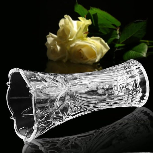 CS Crystal Vase 12-inch high, Coconut Flower Design, for Flowers & Decor. Lovely Nice Shiny Piece. Perfect as a Gift, Suitable for All Occasions.