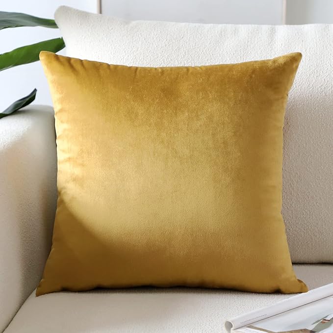 Artscope Luxury Velvet Pillow Covers Super Soft Decorative Square Throw Pillow Covers Case Cushion Covers for Sofa Couch Bedroom Car Decor 20x20 Inch Gold