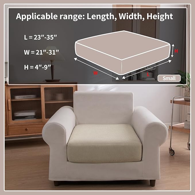 Sectional Couch Covers, Wear Resistant Stretch Sofa Covers Washable Soft Couch Cushion Covers Anti Slip Furniture Protector Sofa Slipcovers for Pets (1 Piece Chair Cover, Light Brown)