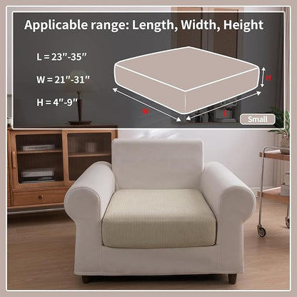 Sectional Couch Covers, Wear Resistant Stretch Sofa Covers Washable Soft Couch Cushion Covers Anti Slip Furniture Protector Sofa Slipcovers for Pets (1 Piece Chair Cover, Light Brown)