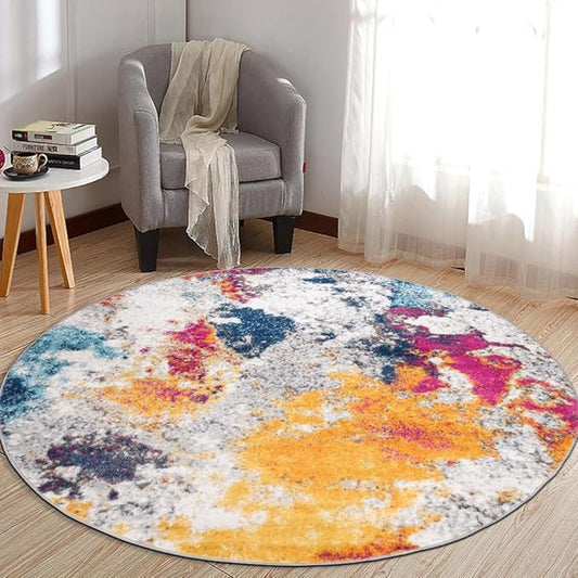 Rugshop Sky Collection Modern Abstract Round Rug 6'6" (6' 6" Diameter) Multi