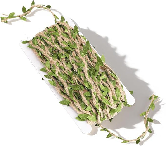 33 FT Artificial Vines Leaves String, Fake Hanging Plants Leaf Ribbon Leaf Vine Trim Foliage Rattan DIY Wreath Foliage Green Leaves for Party Balloon Wedding Garden Home Decoration & DIY Craft