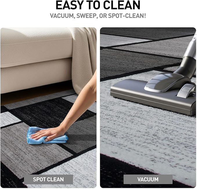 Rugshop Modern Geometric Gray Area Rug, Non-Shedding Carpet for Living Room, Bedroom, or Study, 6'6" x 9'