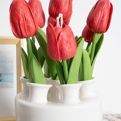 Large Ceramic Vase Modern Cylinder Design with 7 Flower Openings, Perfect Centerpiece for Tulips、Hydrangeas、Roses and Wildflowers - Ideal Home Decor Gift for Birthdays Mothers Day