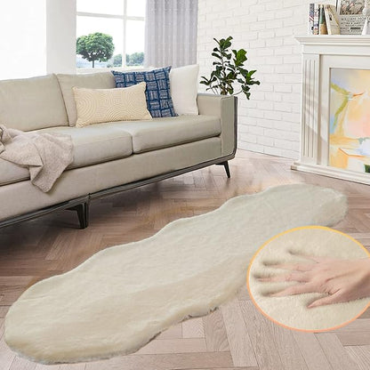 Shag Polyester Bunny Washable Fluffy Rug Runners for Hallways Camel Plush Area Rugs for Living Room Bedroom Sheepskin Rug 2x6 Shaped Nursery Rugs