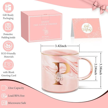 Valentines Day Gifts for Her, Anniversary Birthday Galentines Gifts for Women Mom Grandma Friend Sister Wife Teacher Coworker, Personalized Initial Customized Gift Monogrammed A-Z Coffee Mug 12 OZ(P)