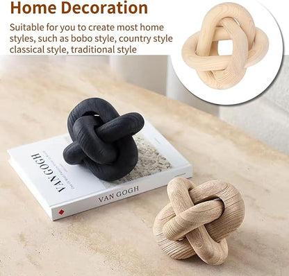 Wood Knot Decor for Coffee Table, 3 Link Wood Knot Decor Decorative Wooden Chain Link for Modern Farmhouse Home Living Room Bedroom Shelf Decoration