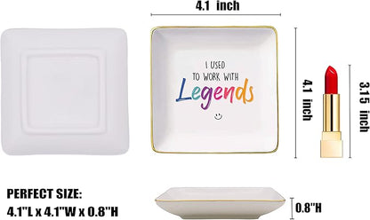 Coworker Leaving Farewell Going Away Gifts,New Job,Good Bye,Retirement Presents for Colleagues, Boss,Women Friends-Ceramic Jewelry Holder Ring Dish Trinket Tray -I Used to Work With Legends