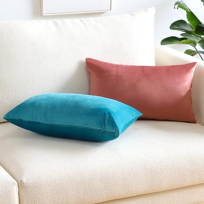 Artscope Luxury Velvet Pillow Covers Super Soft Decorative Rectangle Throw Pillow Covers Case Cushion Covers for Sofa Couch Bedroom Car Decor 16x24 Inch Jam