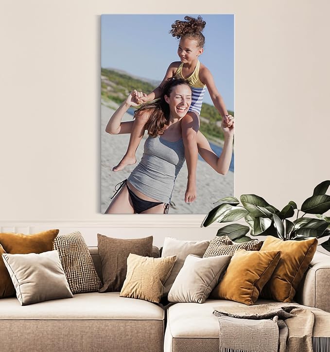 TreeDeal Custom Canvas Prints with Your Photos, Framed 16” x 24” Personalized Pictures Print, Customized Photo to Canvas Wall Art Ideal for Home Decor Gift Wrapping Pets Family Baby Wedding